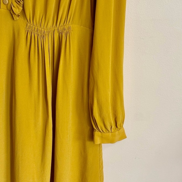 Equipment| Mustard ‘Davingnon’ Long Sleeve Ruffled Pleated Dress Sz 10 - Picture 5 of 8